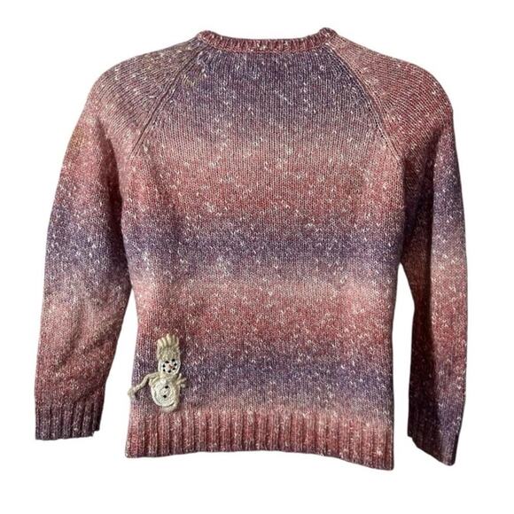 Vintage Talbots Snowman Mohair Sweater L | Holiday Ombre Confetti Knit Appliqué - Picture 3 of 16